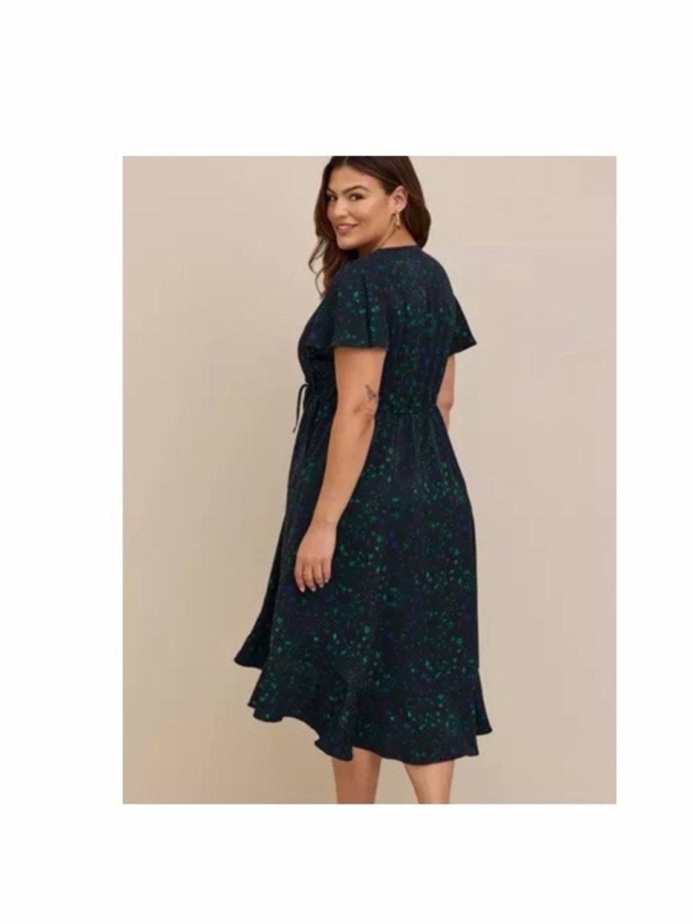 Torrid Midi Studio Crepe De Chine Surplice Wrap Dress - Picture 7 of 8